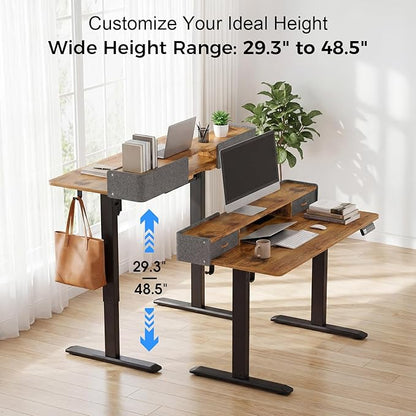 Electric Standing Desk with Drawers, 48 Inch Height Adjustable Desk with Power - Image 3