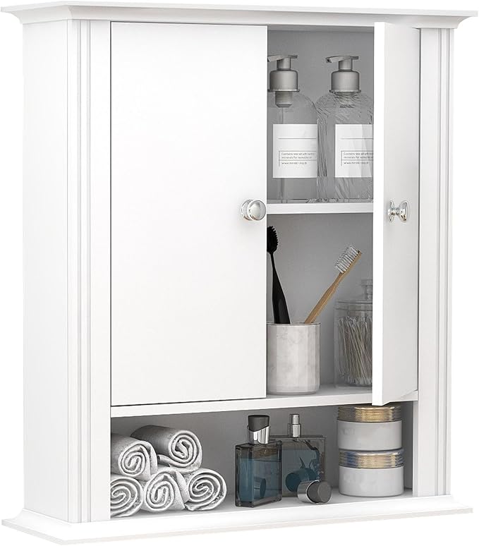 White Bathroom Wall Cabinet, Over the Toilet Storage Cabinet, Bathroom Cabinet by UYIHOME