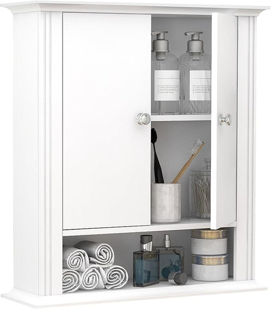 White Bathroom Wall Cabinet, Over the Toilet Storage Cabinet, Bathroom Cabinet by UYIHOME