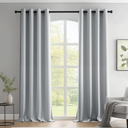 Beauoop Grey 100% Blackout Curtains 96 Inch Long 2 Panels by Beauoop