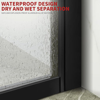 36W*74H Inch, Bathroom Framed Fixed Shower Glass Panel, 5/16" Thick Clear - Image 3