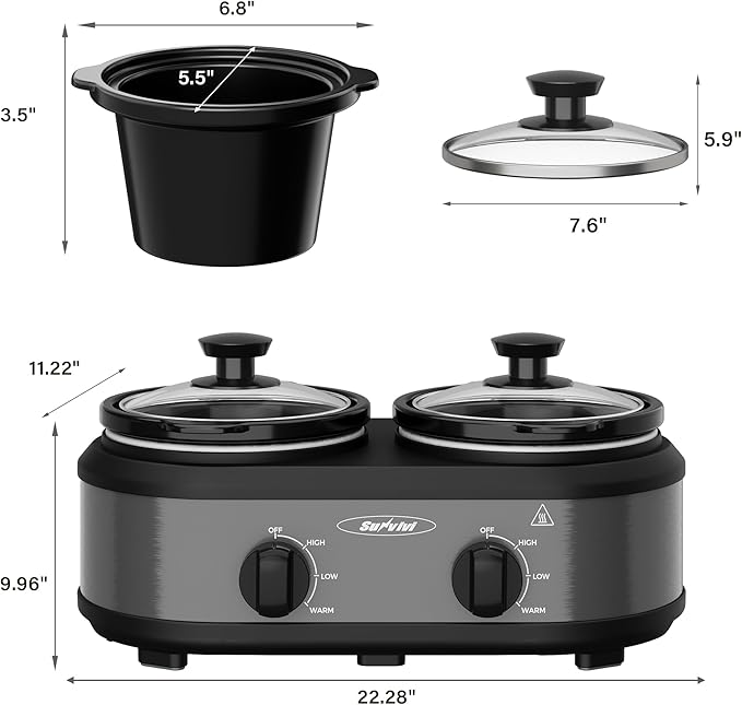 Sunvivi Dual Slow Cooker, Buffet Servers and Warmer - Image 7