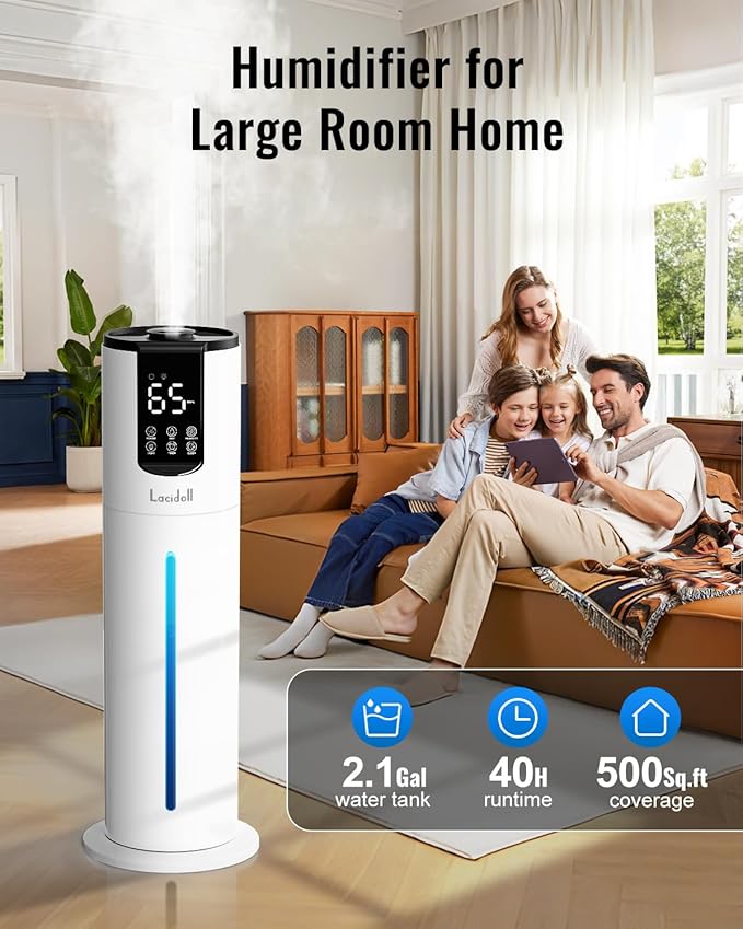 Lacidoll 8L Humidifiers for bedroom, Humidifiers large room up to 500 sq ft - Image 2