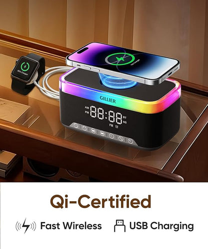 GILLIER Wireless Charging Alarm Clock Radio - Image 5