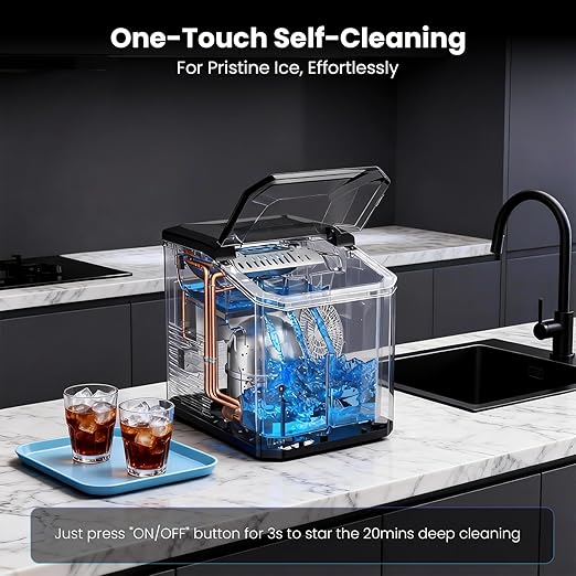 Countertop Ice Maker, 9 Ice Cubes in 10 Minutes, Self-Cleaning Portable Ice - Image 4