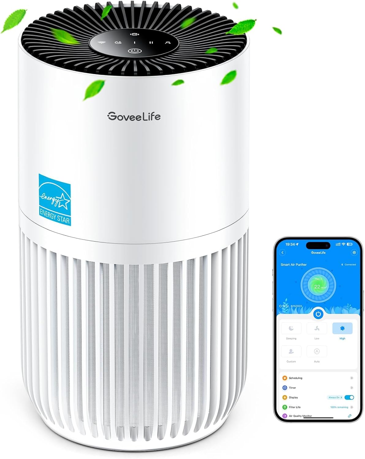 goveelife smart mini air purifier for bedroom, with, main product view
