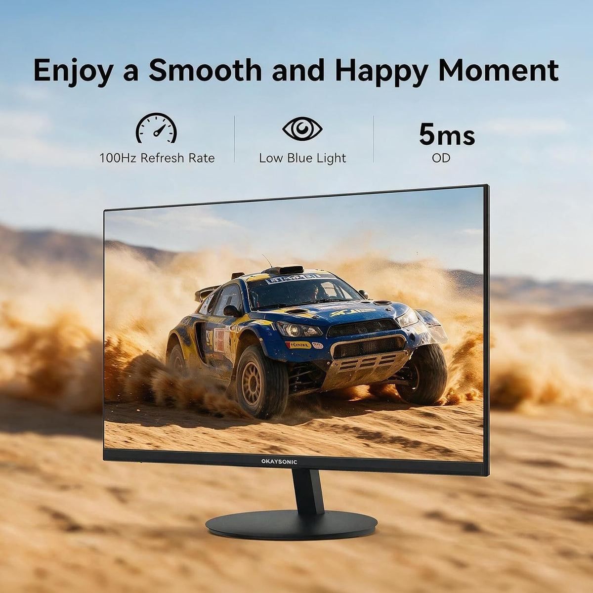 24 Inch Monitor 100Hz 1ms, AMD FreeSync, 100% sRGB, Eye Care