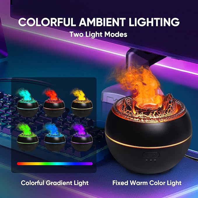 Essential Oil Diffuser, Volcano Fire Flame Aromatherapy Diffuser, 360ml - Image 3