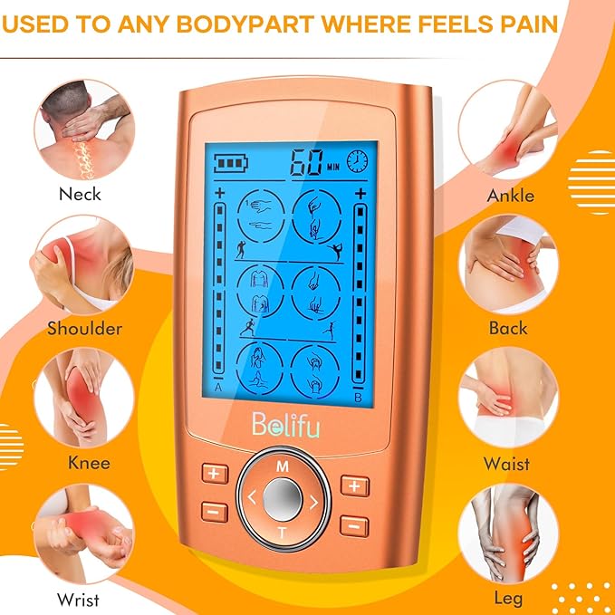 Belifu TENS Unit PMS Massager 24 Modes Muscle Stimulator, Electronic Tens - Image 3