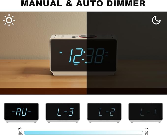 iTOMA Alarm Clock Radio with Bluetooth Speaker, FM Radio, Dual Alarm with Snooze - Image 5