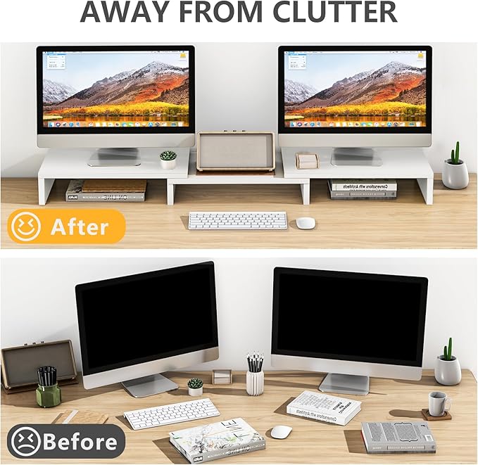 TAVR Furniture Dual Monitor Stand Riser, Computer Monitor Stands - Image 2