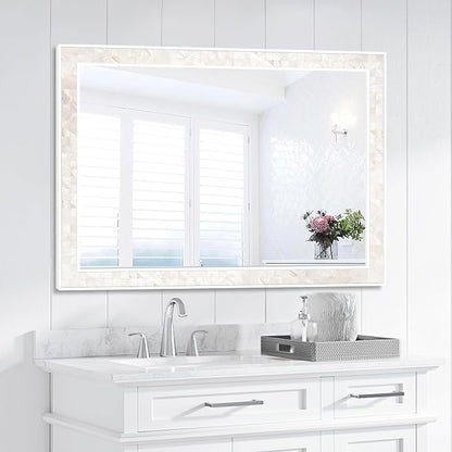 Tanmicoshomy White Shell Framed Rectangular Mirrors - Image 2