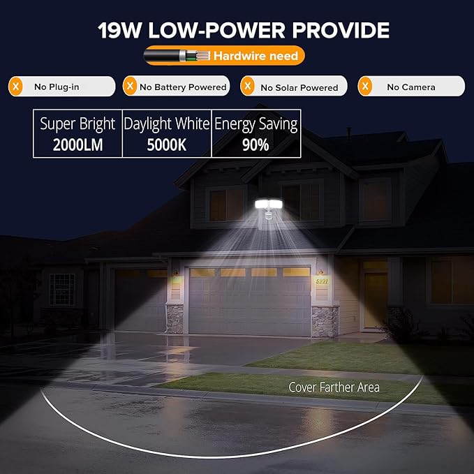 UME 19W LED Security Lights Motion Sensor Light Outdoor, 2000LM Motion Flood - Image 2