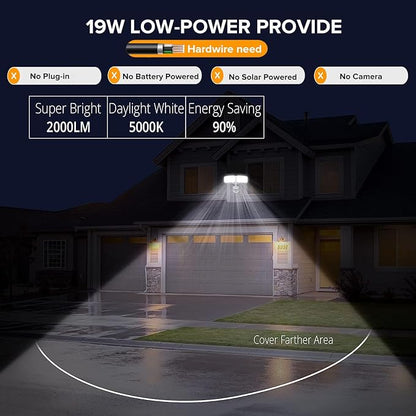 UME 19W LED Security Lights Motion Sensor Light Outdoor, 2000LM Motion Flood - Image 2