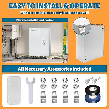 Outdoor Electrical Box 20 x 12 x 10''D NEMA 4X Enclosure Steel Box, Waterproof - Image 4