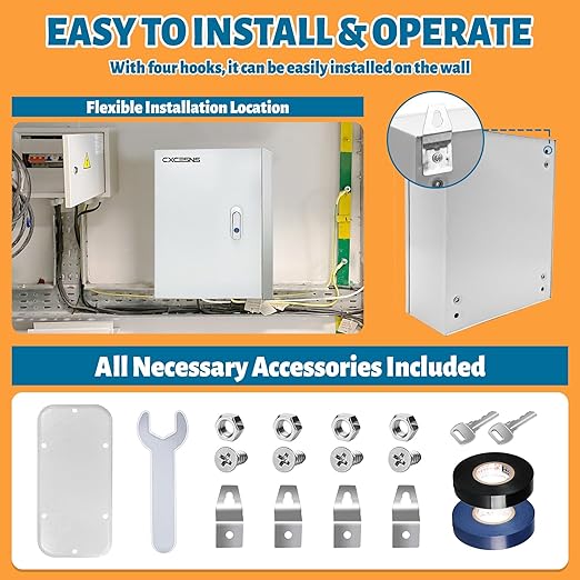 Outdoor Electrical Box 24 x 16 x 10''D NEMA 4X Enclosure Steel Box, Waterproof - Image 4