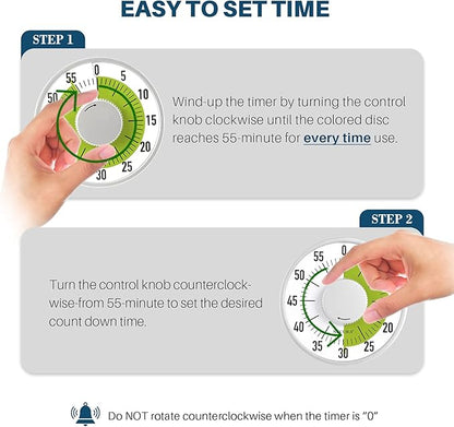Secura 60-Minute Visual Timer 6-Inch Mechanical Countdown Timers - Image 2