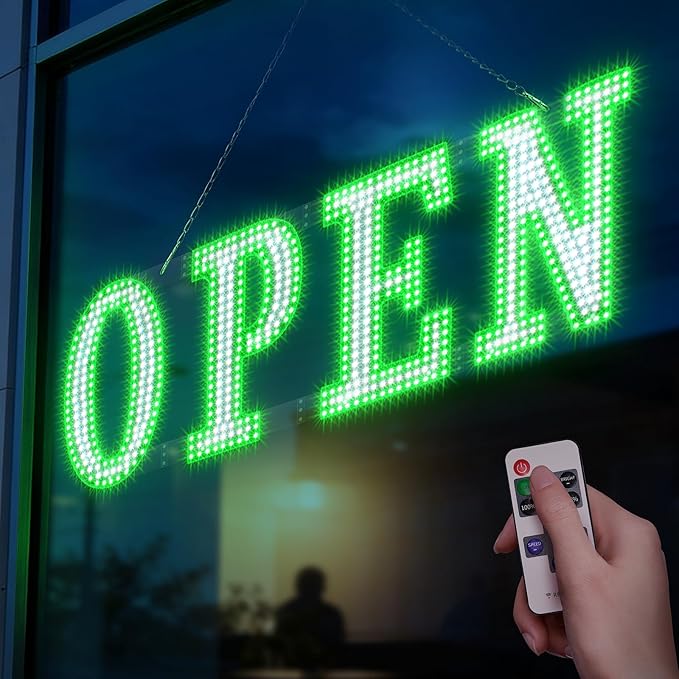 Open Sign for Business Super Bright LED Flashing Open Signs 40x14 Inch Large by LemonNova