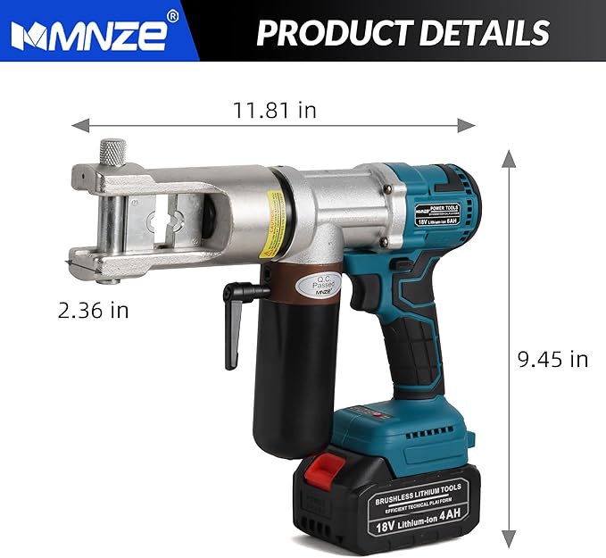 Electric Hydraulic Cable Lug Crimping Tool 8 AWG to 500 MCM Rechargeable - Image 2