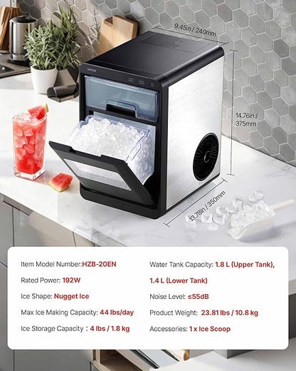 VEVOR Countertop Ice Maker, 44 lbs per Day, Self-Cleaning Portable Machine - Image 7