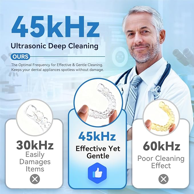 Hosoote Dental Ultrasonic Retainer Cleaner Machine, 45kHz Cleaning Pod - Image 3