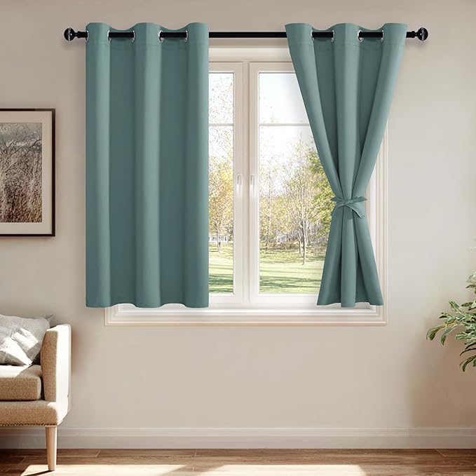 JIUZHEN Stone Blue Blackout Curtains by JIUZHEN
