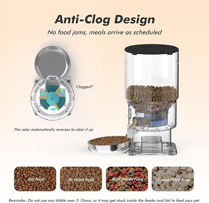 Automatic Cat Feeder - 5L Anti-Clog Cat Food Dispenser Keeps 2-15mm Dry Food - Image 5