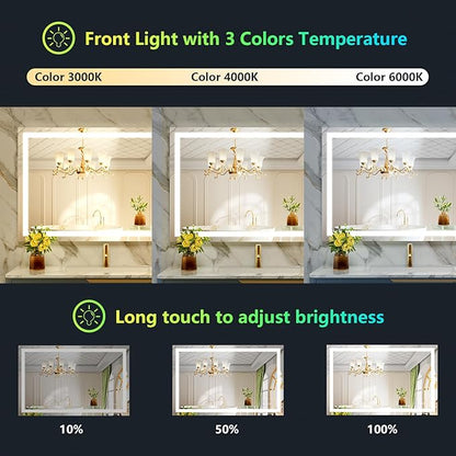 YEELAIT 44x32 Inch RGB LED Bathroom Mirror Front Light and RGB Backlit Lighted - Image 4