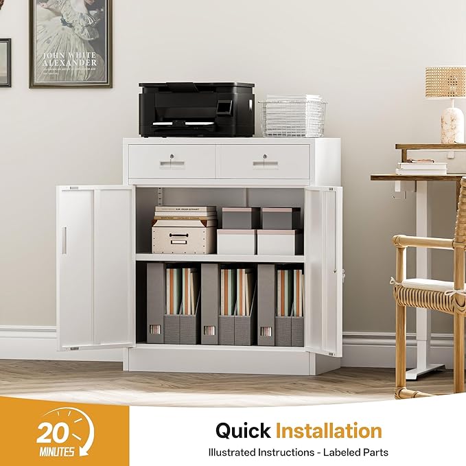 Metal Storage Cabinet with 2 Drawers 36" H - Image 7