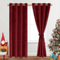 JIUZHEN Wine Red Velvet Curtains 72 inches Blackout Curtains by JIUZHEN