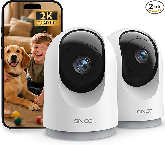 GNCC 2K Cameras for Home Security-Indoor Pan/Tilt Cameras for Baby Monitor/Pet by GNCC