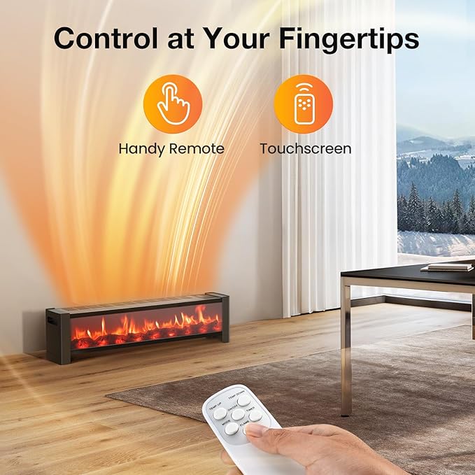Air Choice 33” Baseboard Heater, 1500W Fireplace Heater - Image 5
