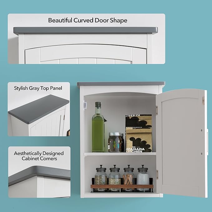 Bathroom Wall Cabinet 15 x 20 Inch Small Wall Cabinets Single Door Over Toilet - Image 8