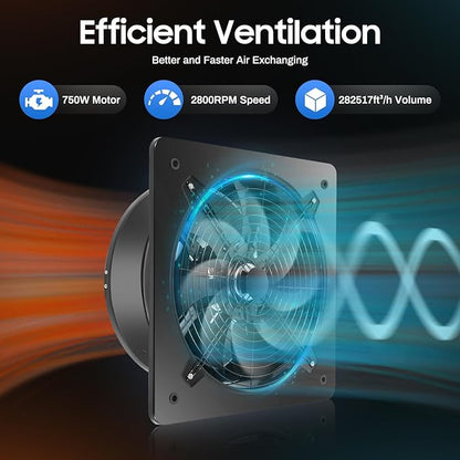 18 inch Portable Exhaust Fan, 300W Wall Mounted Vent Fans Ventilating Fan - Image 2
