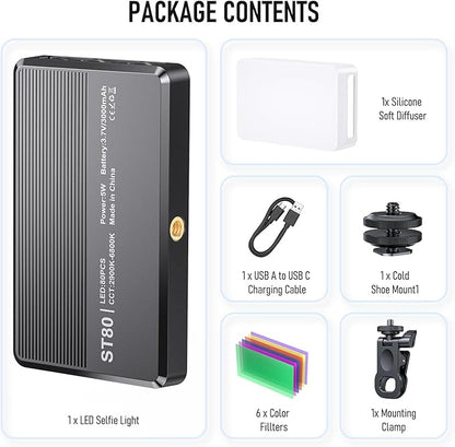 80 LED Video Light, Portable USB Photo Light Dimmable 2500-9000K CRI 95+ - Image 7