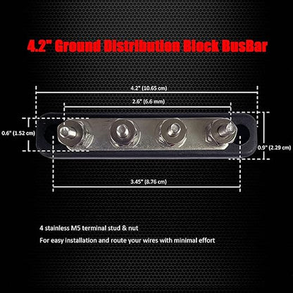 4 x #10 Studs Bus Bar, Ampper 4.2" Ground Distribution Block Brass Battery - Image 6