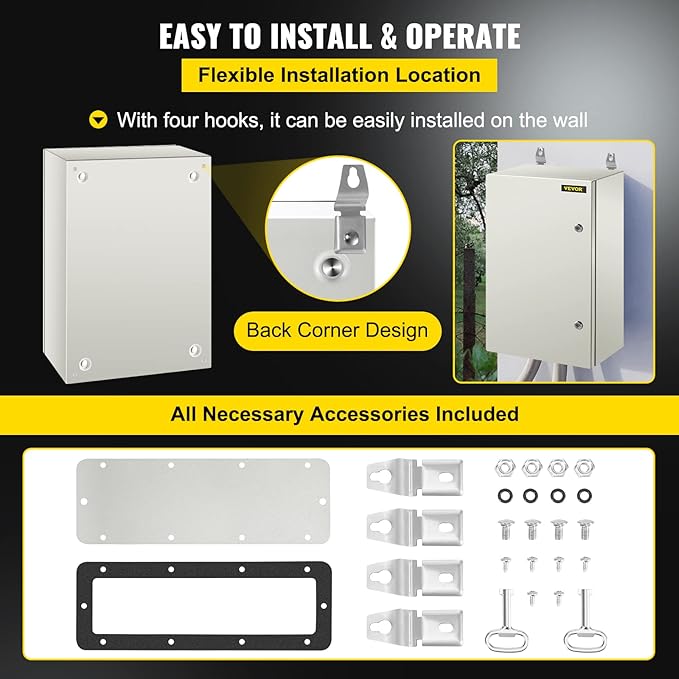 VEVOR NEMA Steel Enclosure, IP66 Waterproof & Dustproof, Outdoor/Indoor - Image 6
