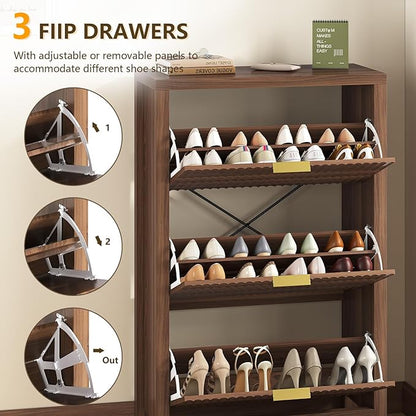 Shoe Cabinet Storage for Entryway, Fluted Shoe Cabinet - Image 4
