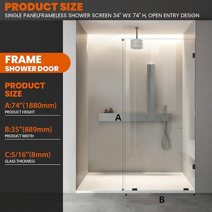 Bathroom Shower Glass Door 35 * 74" - Image 3