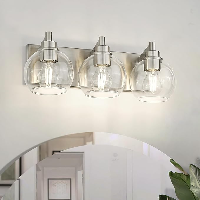 METWET Bathroom Light Fixtures, 3-Light Brushed Nickel Vanity Light, Modern by Metwet