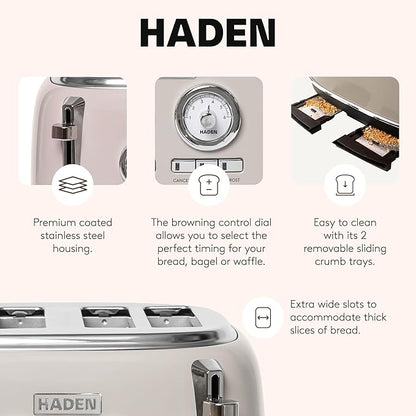 Haden Dorset 4-Slice Wide-Slot Toaster, Stainless-Steel Bread Toaster - Image 3