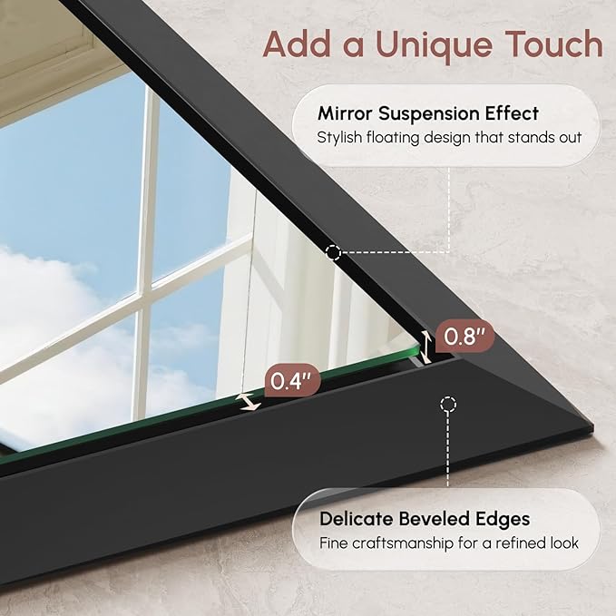USHOWER Rectangular Bathroom Mirror, 30x40 Wall Mirror, Mirrors - Image 2