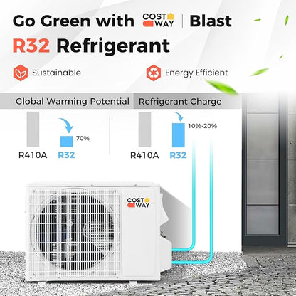 COSTWAY 9000BTU Mini Split Air Conditioner& Heater, 19 SEER2 115V Wall-Mounted - Image 9