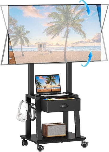 Mobile TV Stand with Drawer for 23-60 Inch Flat/Curved Screen, Tilt Rolling TV by Aokitsink