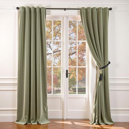 Lazzzy Velvet Blackout Curtains Thermal Insulated Room Window Drapes Super Soft by Lazzzy