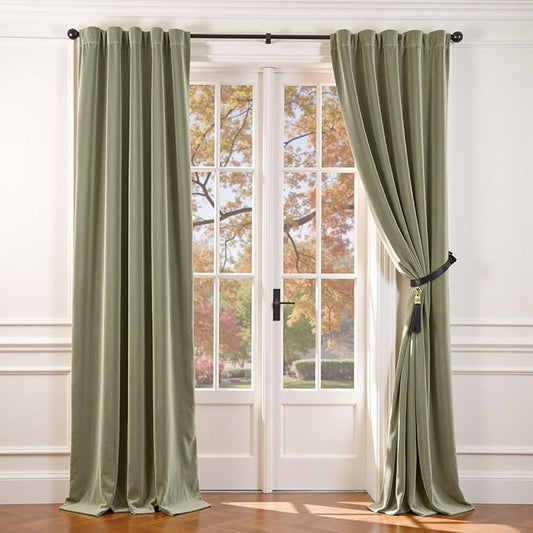 Lazzzy Velvet Blackout Curtains Thermal Insulated Room Window Drapes Super Soft by Lazzzy