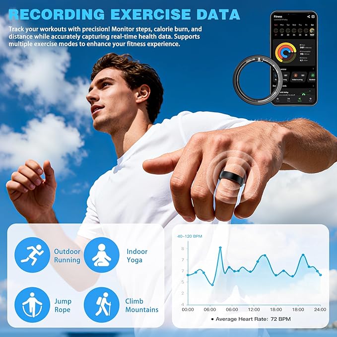 S SECRETTOP Smart Ring for Women & Men, Activity Tracker Ring, Heart Rate - Image 4