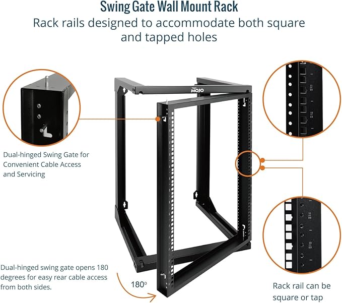 Tecmojo 15U Server Rack with Swing Gate, 15U Rack - Image 3