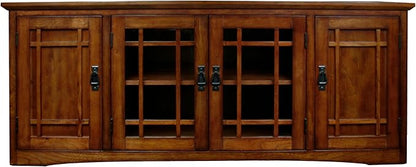 Leick Home 82360 Solid Wood Mission Oak Four Door TV Stand - Image 2