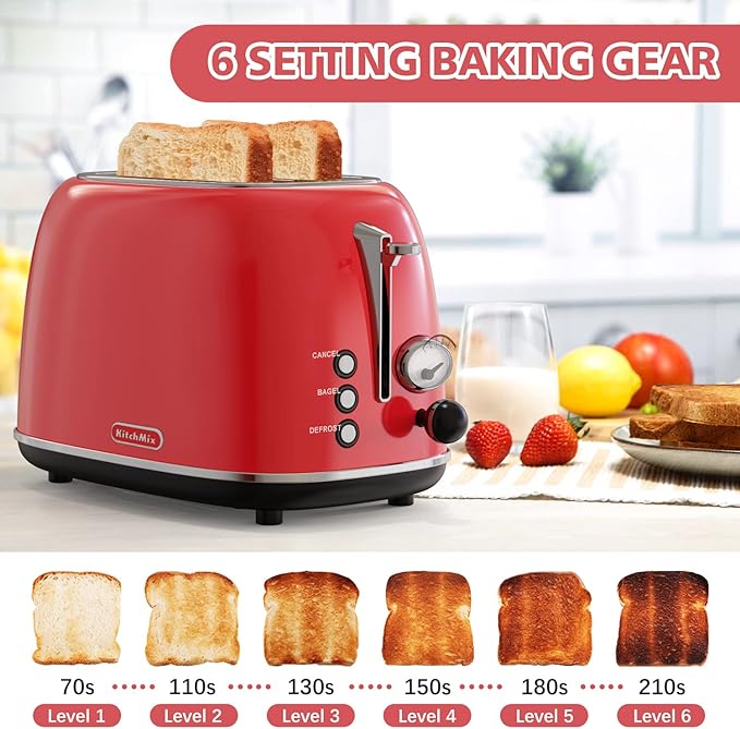 Toaster 2 slice, Retro Stainless Steel Toaster - Image 4